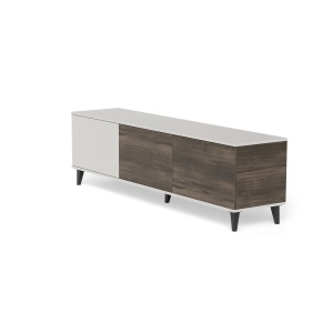 COMODA TV RANDOM 2 RTV-2, 180X52 CM, CASMIR/NUC/NEGRU, DIN MDF FURNIRUIT, POLIPROPILENA SI METAL, STIL MODERN - Img 4