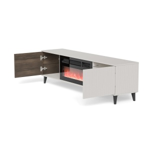 COMODA TV RANDOM 2 RTV-K+SEMINEU, 180X52 CM, CASMIR/NUC/NEGRU, DIN MDF FURNIRUIT, POLIPROPILENA SI METAL, STIL MODERN - Img 8