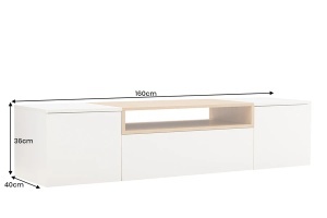 COMODA TV SUSPENDATA LOFT 160CM, REALIZATA DIN MDF SI FURNIR STEJAR, CULOARE ALB/NATUR, ARTIM GROUP SELECTION - Img 3