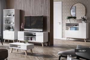 COMODA TV VERO DE CULOARE ALBA 150CM DESIGN SCANDINAV - Img 2