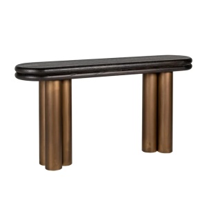 CONSOLA MACARON NEGRU RUSTIC, 7710, CONFECTIONATA DIN METAL SI LEMN DE STEJAR, STIL MODERN - Img 1