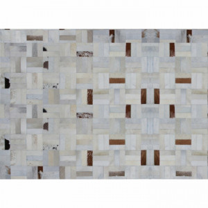 Covor de lux din piele, alb/gri/maro, patchwork, 140x200, PIELE DE VITĂ TIP 1, 0000188797 - Img 5