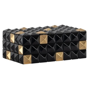 CUTIE DE DPOZITARE VELICIA JB-0095, NEGRU/AURIU, CONFECTIONATA DIN MDF, ALAMA SI RASINA, RICHMOND INTERIOR - Img 1