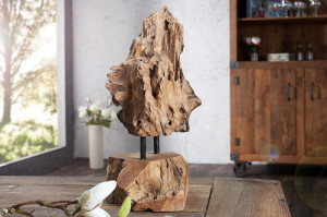 DECORATIUNE, FLAME 30/40CM, DIN LEMN MASIV DE TEC, STIL RUSTIC - Img 2