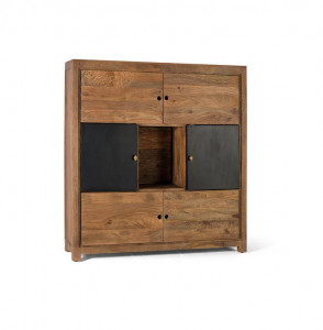 DULAP 153CM, NATUR SI NEGRU, DIN LEMN DE MANGO SI METAL, GINER Y COLOMER - Img 4