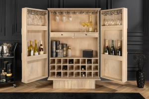 DULAP BAR, ART DECO 140CM, 3D, LEMN DE MANGO, ALB ANTICHIZAT, ARTIM GROUP SELECTION - Img 13