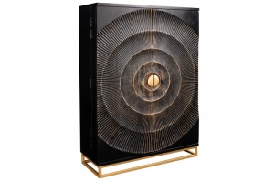 DULAP BAR LIVING, GOLDEN SUNSET 140CM, LEMN DE MANGO, NEGRU/AURIU, ARTIM GROUP - Img 5
