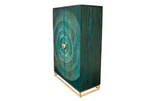 DULAP BAR LIVING, GOLDEN SUNSET 140CM, REALIZAT DIN LEMN DE MANGO 3D SI METAL, REALIZAT MANUAL, CULOARE TURCOAZ, ARTIM GROUP SELECTION - Img 9