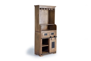 DULAP BAR LIVING JUPITER 75CM, REALIZAT DIN LEMN DE MANGO SI METAL, CULOARE NATUR/NEGRU, GINER Y COLOMER - Img 3