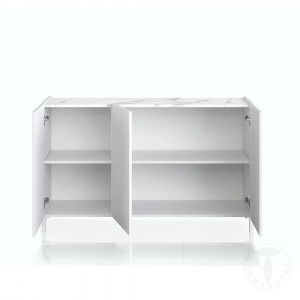 DULAP/BUFET 130CM, EDDY, COD 4381, STIL MODERN, REALIZATA PANOURI LAMINATE, ALB HIGH GLOSS - Img 3
