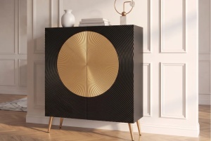 DULAP /BUFET LIVING AURUM 120CM, REALIZAT DIN LEMN DE MANGO SI PICIOARE DIN METAL, CULOARE NEGRU/AURIU - Img 6