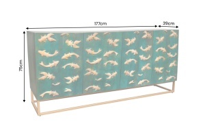 DULAP/BUFET LIVING, GOLDEN LAGOON 180CM, REALIZAT DIN LEMN DE MANGO 3D SI METAL, CULOARE TURCOAZ, ARTIM GROUP SELECTION - Img 8