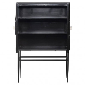DULAP/BUFET MENDOZA, 150 CM, 7855, NEGRU/BEJ, DIN LEMN MASIV DE MANGO SI METAL, STIL VINTAGE - Img 3