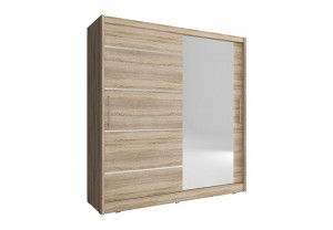 DULAP DORMITOR CU OGLINDA MAJA I ALU 200 STEJAR SONOMA DESIGN MODERN PSK