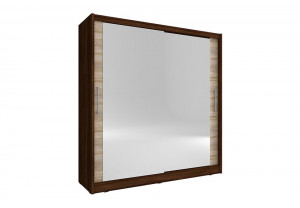 DULAP DORMITOR CU OGLINDA MAJA VI 200 STEJAR SONOMA + CIOCOLATIU DESIGN MODERN PSK