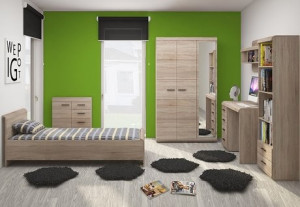 DULAP DORMITOR LINK 120 STEJAR SONOMA - DESIGN MODERN - Img 3