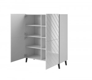 DULAP ELEGANT, ABETTO 100CM, DIN PLACI LAMINATE SI MDF, ALB, DESIGN MODERN - Img 3