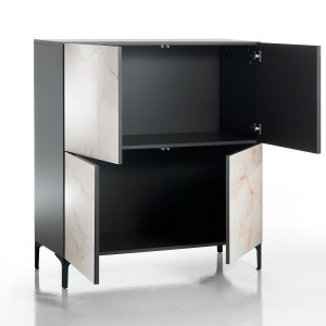 DULAP LIVING 125CM, KIM ALABASTRO, DIN PANOURI MELAMINATE, DESIGN MODERN - Img 2
