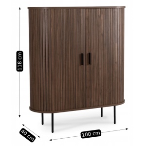DULAP LIVING, ARTIM MEBLE, CU 2 USI GLISANTE, REALIZAT DIN MDF SI METAL, CULOARE NUC, STIL MODERN - Img 7