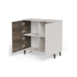DULAP LIVING RANDOM 2 KM-2, 100X95 CM, CASMIR/NUC/NEGRU, DIN MDF FURNIRUIT, POLIPROPILENA SI METAL, STIL MODERN - Img 2