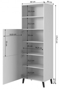 DULAP/ORGANIZATOR, ABETTO 176CM, DIN PLACI LAMINATE SI MDF, NEGRU, DESIGN MODERN - Img 4