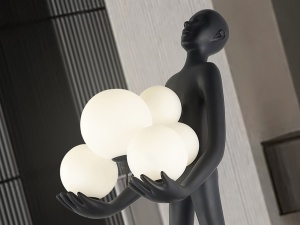 FIGURINA DECORATIVA CU LED 80CM, FIBRA DE STICLA, RASINA SI ABAJURURI, DESIGN MODERN - Img 3