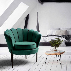 FOTOLIU ANGELO, VERDE INCHIS/NEGRU, TAPITERIE DIN CATIFEA SI PICIOARE DIN METAL, STIL MODERN