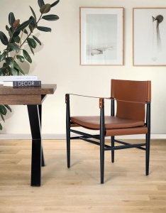 FOTOLIU ARDEN 57CM, REALIZAT DIN LEMN DE FRASIN SI PIELE ECO, CULOARE MARO/NEGRU, GINER Y COLOMER