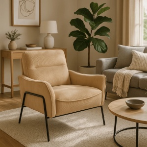 FOTOLIU, ARTIM MEBLE, REALIZAT DIN MATERIAL TEXTIL BEJ SI METAL, STIL MODERN