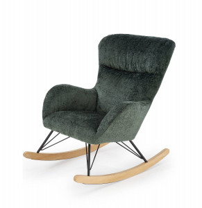 FOTOLIU BALANSOAR CASTRO, VERDE/NEGRU/NATURAL, TAPITERIE DIN STOFA FINA SI PICIOARE DIN METAL SI LEMN MASIV, STIL MODERN - Img 2