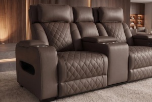 FOTOLIU CINEMA 2 LOCURI HOLLYWOOD, REGLABIL ELECTRIC, REALIZAT DIN PIELE ECO, CULOARE MARO, INVICTA INTERIOR - Img 7