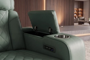 FOTOLIU CINEMA 2 LOCURI HOLLYWOOD, REGLABIL ELECTRIC, REALIZAT DIN PIELE ECO, CULOARE VERDE SALVIE, INVICTA INTERIOR - Img 8