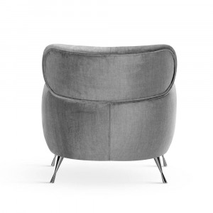 FOTOLIU CONFORTABIL BUENO, GRI/NEGRU, TAPITERIE DIN CATIFEA SI PICIOARE DIN METAL, STIL MODERN - Img 2