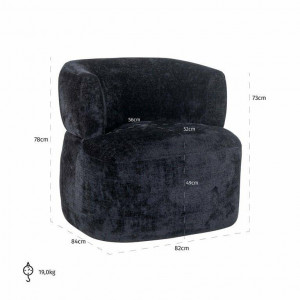 FOTOLIU CONFORTABIL DONNA, NEGRU, TAPITERIE CHENILLE, STIL MODERN, RICHMOND INTERIORS - Img 7