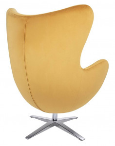 FOTOLIU CONFORTABIL EGG SZEROKI VELVET, GALBEN MUSTAR/CROM, DIN CATIFEA SI METAL, STIL MODERN - Img 4