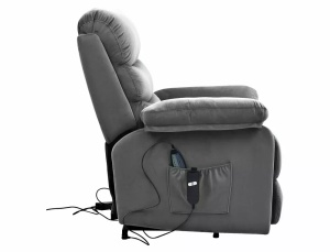FOTOLIU CONFORTABIL HEKTOR, GRI BLUVEL 14, TAPITERIE DIN CATIFEA, CU FUNCTIE DE RABATARE SI MASAJ - Img 4