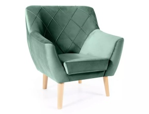 FOTOLIU CONFORTABIL KIER 1, VERDE BLUVEL 78/FAG, TAPITERIE DIN CATIFEA SI PICIOARE DIN LEMN