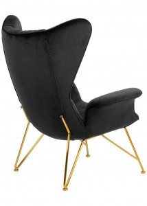 FOTOLIU CONFORTABIL SHRIMP, NEGRU/AURIU, DIN CATIFEA SI METAL, STIL MODERN - Img 3