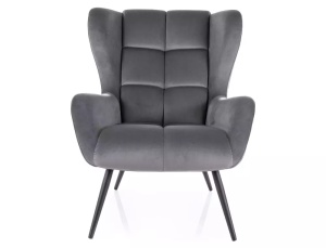 FOTOLIU CONFORTABIL STIL LOUIS VELVET, NEGRU/GRI BLUVEL14, TAPITERIE DIN CATIFEA SI PICIOARE DIN METAL, STIL MODERN - Img 3