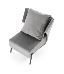FOTOLIU CONFORTABIL VICTUS, GRI/NEGRU, TAPITERIE DIN CATIFEA SI PICIOARE DIN METAL, STIL MODERN, HALMAR - Img 8