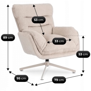 FOTOLIU CU TABURET, ARTIM MEBLE, REALIZAT DIN MATERIAL TEXTIL CREM SI METAL, STIL MODERN - Img 7
