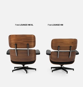 FOTOLIU DE RELAXARE DE LUX, ARTIM LOUNGE HM XL, REALIZAT PIELE NATURALA ITALIANA SI LEMN, CULOARE NEGRU/NUC, STIL EAMES - Img 11