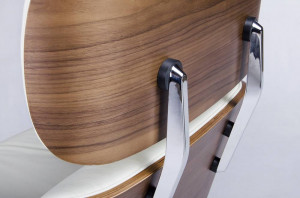 FOTOLIU EXCLUSIVIST CU TABURET, LOUNGE VA PREMIUM SZEROKI, ALB/NUC/CROM, PIELE NATURALA SI LEMN DE NUC, STIL MODERN - Img 3