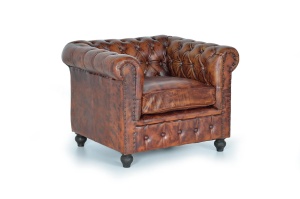 FOTOLIU LIVING CHESTERFIELD 96CM, REALIZAT DIN LEMN SI PIELE, CULOARE MARO, GINER Y COLOMER