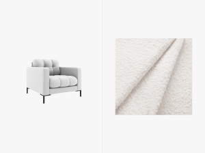 FOTOLIU MAMAIA ALB, CU TAPITERIE DIN TEXTIL BOUCLE BALOO, MICADONI