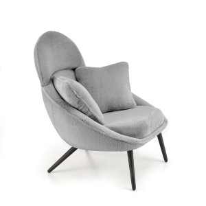 FOTOLIU MERRY, GRI/NEGRU, TAPITERIE DIN TEXTIL PLUSAT SI PICIOARE DIN METAL, STIL MODERN - Img 7