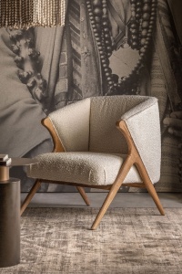 FOTOLIU PRATI 30292, ALB ANTICHIZAT SI MARO, CONFECTIONAT DIN LEMN DE PIN, SPUMA SI BUMBAC BOUCLE, STIL MODERN