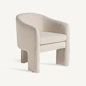FOTOLIU PRATI BOUCLE 31874, BEJ SI NATURAL, CONFECTIONAT DIN LEMN DE PIN, SPUMA SI BUMBAC BOUCLE, STIL MODERN