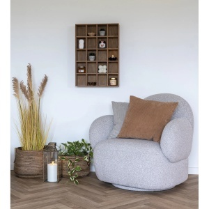 FOTOLIU ROTATIV DE RELAXARE MESSINA, DIN LEMN SI TEXTIL BOUCLE, CULOARE GRI DESCHIS, HOUSE NORDIC - Img 4