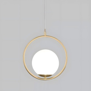 Lampă de tavan suspendata din sticlă aurie alba G109-1W Gold - Img 3